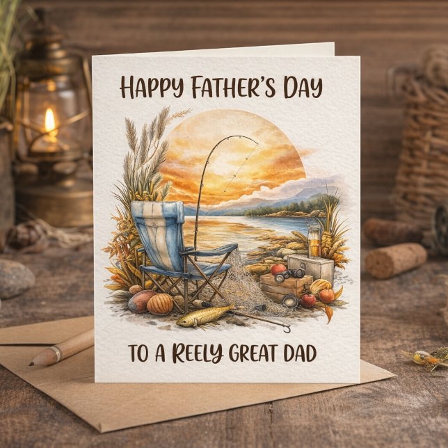 Tarjeta Tema de Pesca Papá Realmente Genial Día del Padre (Subido por el creador)
