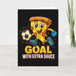 Tarjeta Tema de pizza para niños divertido gol de fútbol 