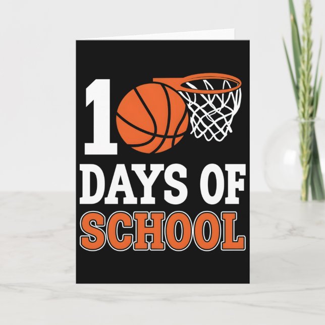 Tarjeta Tema de profesor de baloncesto escolar de 100 días (Anverso)