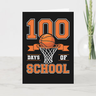 Tarjeta Tema de profesor de baloncesto escolar de 100 días