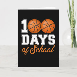Tarjeta Tema de profesor de baloncesto escolar de 100 días