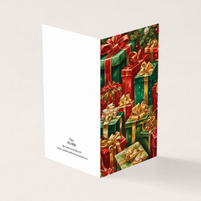 Tarjeta Tema de vacaciones Multiregalos apilados (Exterior)