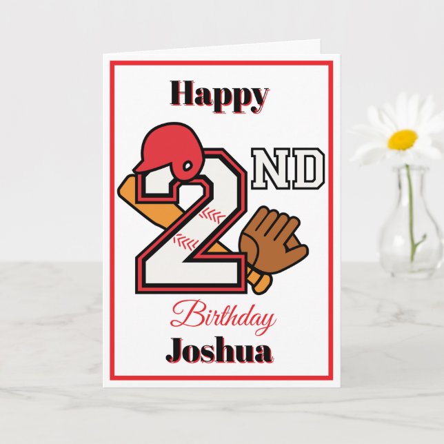 Tarjeta Tema del béisbol Feliz 2º aniversario deportivo (Planta pequeña)
