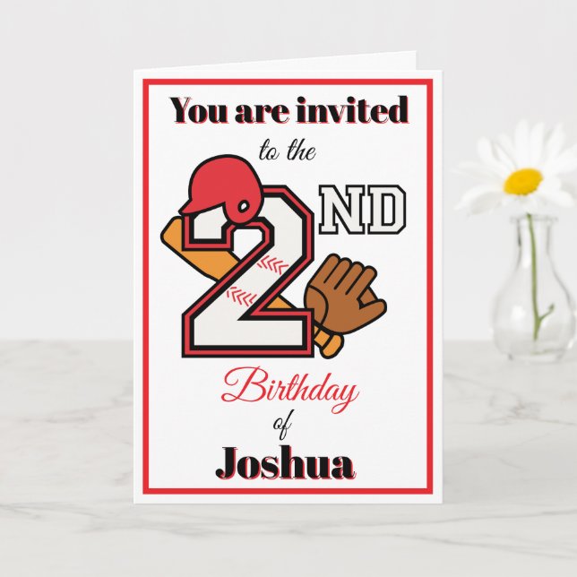 Tarjeta Tema del béisbol Feliz 2º cumpleaños deportivo (Planta pequeña)