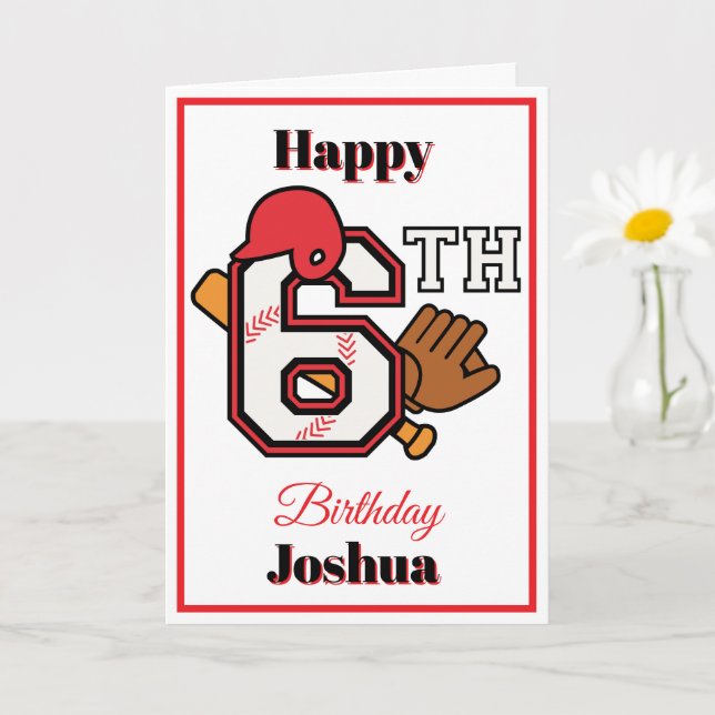 Tarjeta Tema del béisbol Feliz 6º aniversario deportivo (Planta pequeña)