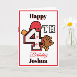 Tarjeta Tema del béisbol Feliz cuarto cumpleaños deportivo