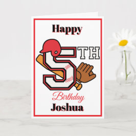 Tarjeta Tema del béisbol Feliz quinto cumpleaños deportivo