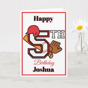 Tarjeta Tema del béisbol Feliz quinto cumpleaños deportivo