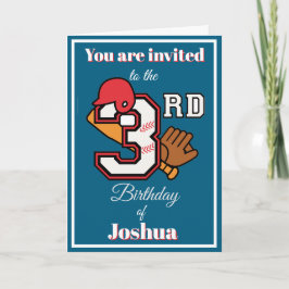 Tarjeta Tema del béisbol Feliz tercer cumpleaños deportivo