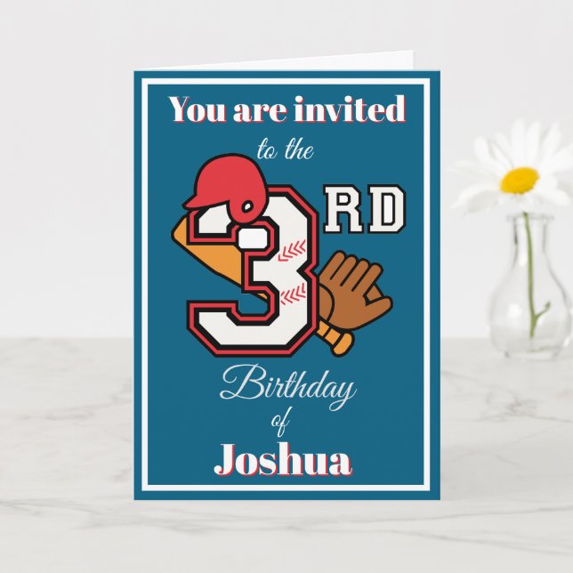 Tarjeta Tema del béisbol Feliz tercer cumpleaños deportivo (Planta pequeña)