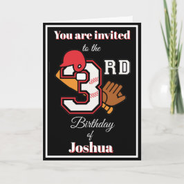 Tarjeta Tema del béisbol Feliz tercer cumpleaños deportivo