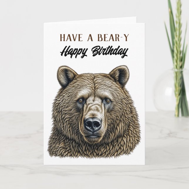 Tarjeta Tema del oso marrón feliz cumpleaños (Anverso)
