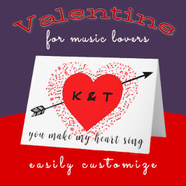 Tarjeta Tema musical simple El día de San Valentín negro y