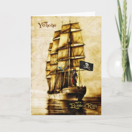 Tarjeta Tema pirata divertido de retiro con noción vintage