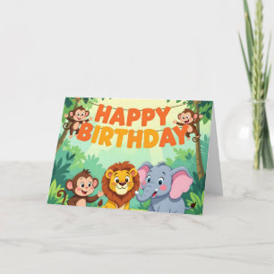 Tarjeta Tema safari lindo cumpleaños feliz