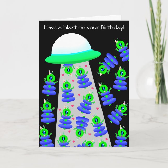 Tarjeta temática alienígena Happy Birthday de Jo I (Anverso)