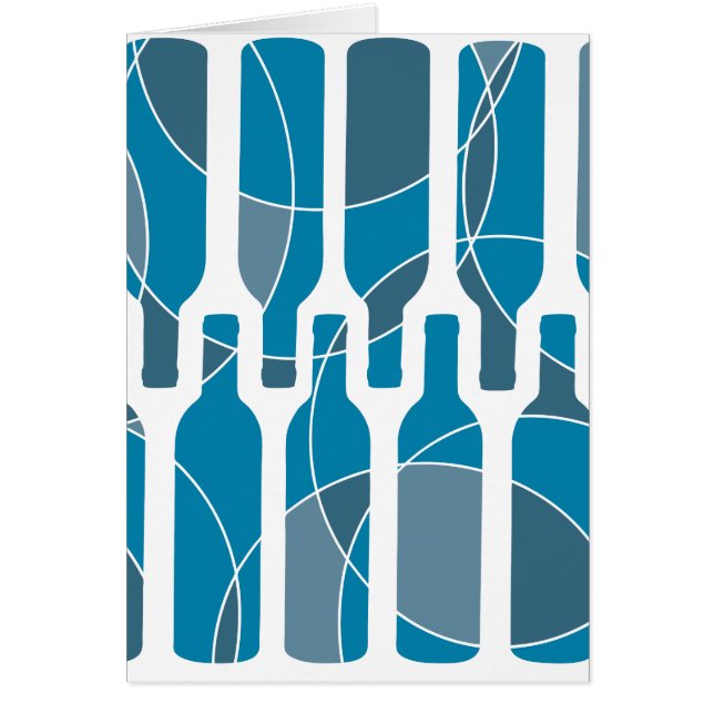 Tarjeta temática azul de la botella de vino (Frente)