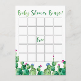 Tarjeta temática de Baby Shower Bingo Cactus Fiest