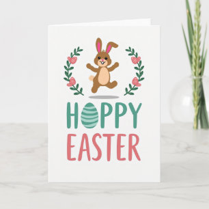 Tarjeta temática de conejo de Pascua alegre