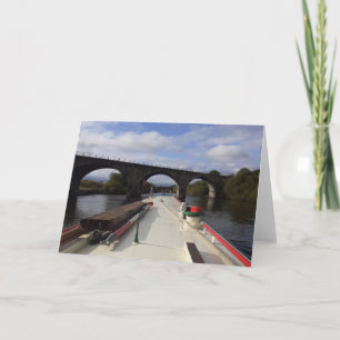 Tarjeta temática de lancha estrecha. En blanco par