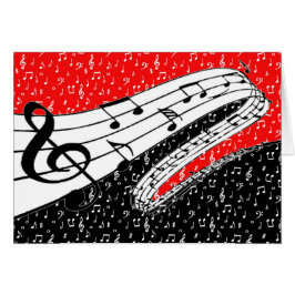 tarjeta temática de música roja y negra