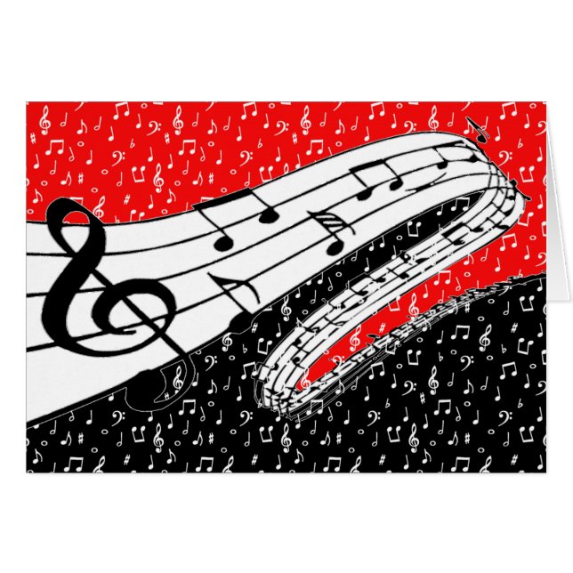 tarjeta temática de música roja y negra (Anverso (Horizontal))