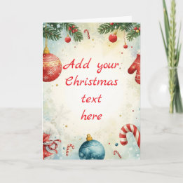Tarjeta temática de Navidad tradicional roja y ver