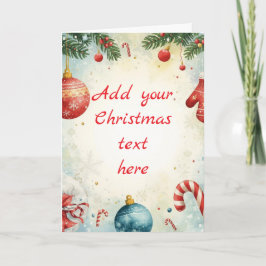 Tarjeta temática de Navidad tradicional roja y ver
