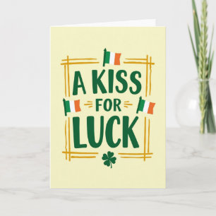 Tarjeta temática irlandesa de beso para la suerte