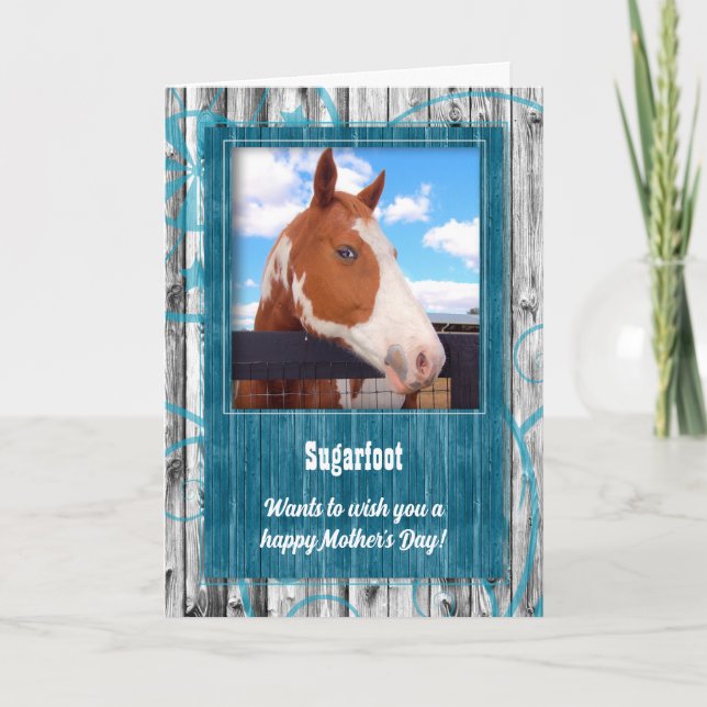 Tarjeta Temática occidental turquesa de la foto de caballo (Anverso)