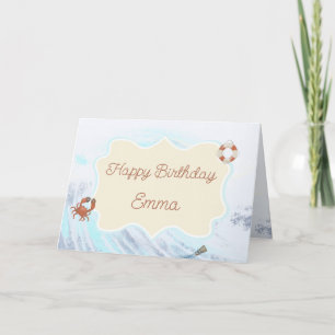 Tarjeta Temática oceánica Feliz cumpleaños personalizado c