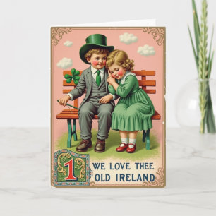 Tarjeta temática vintage de niños irlandeses