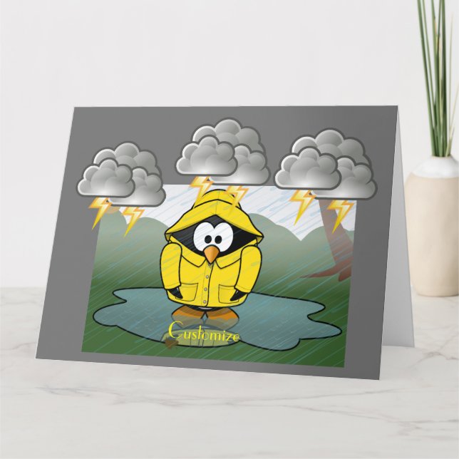 Tarjeta Tembloroso Día de Lluvia: Pingüino Thunder_Cove (Anverso)