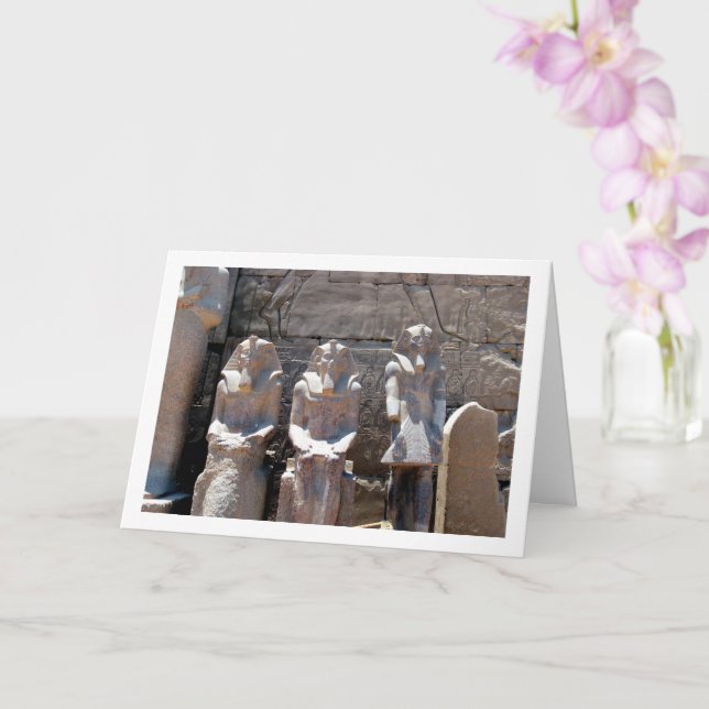 Tarjeta Templo de Karnak, Estatuas en el patio de Chachett (Orquídea)