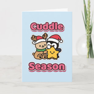 Tarjeta Temporada de Abrazos Reno y Pingüino Estrella Lind