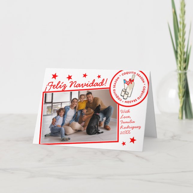 Tarjeta Temporada de Coquito Texto de Foto Personalizada (Anverso)
