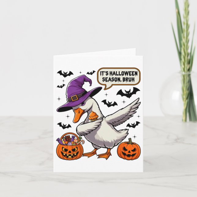 Tarjeta Temporada de Halloween Bruh Funny Goose Costume Sp (Anverso)