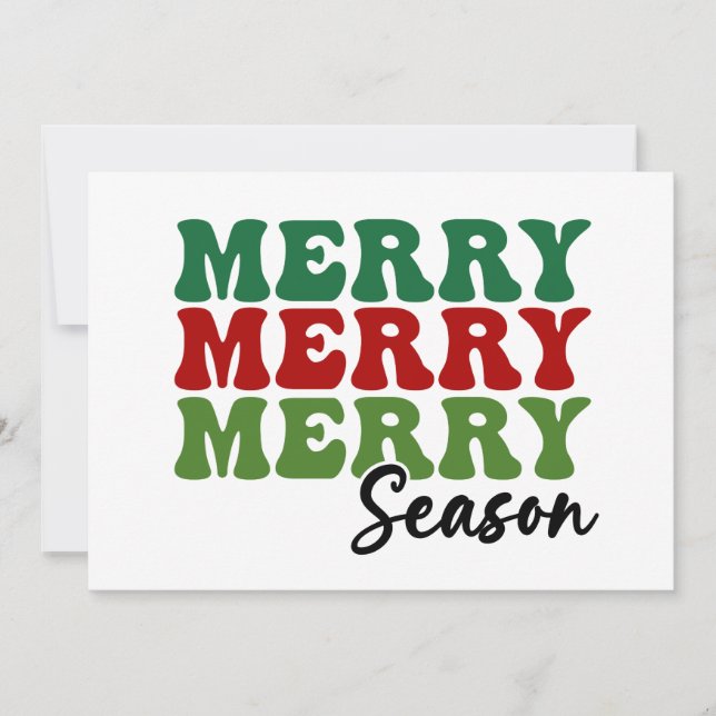 Tarjeta Temporada de merry Merry - Arte de vacaciones retr (Anverso)