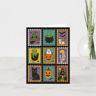 Tarjeta Temporada espeluznante Halloween Bruja Fantasma Ca