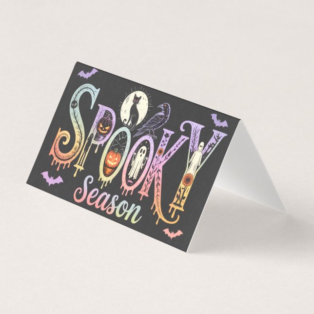 Tarjeta Temporada Espeluznante Halloween Iridescente (Anverso)