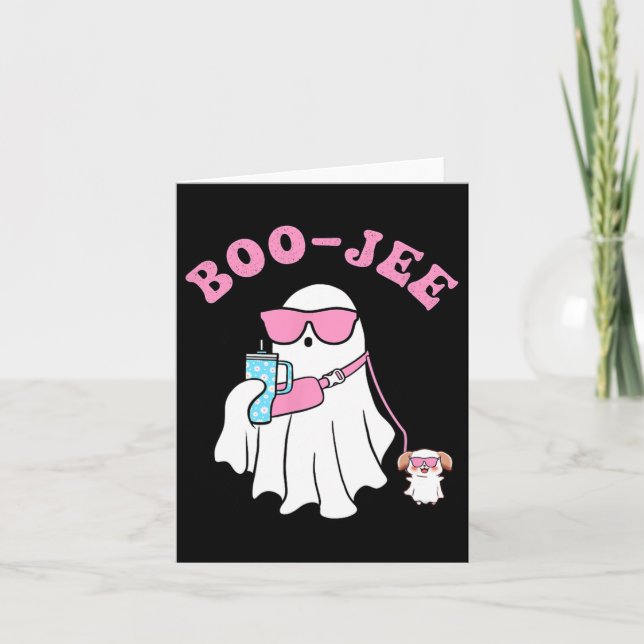 Tarjeta Temporada espeluznante lindo fantasma Halloween di (Anverso)