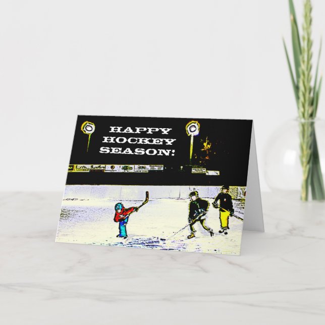 Tarjeta Temporada feliz de hockey (Anverso)