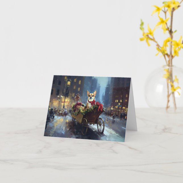 Tarjeta temporada festiva de los Navidades chihuahua (flor amarilla)