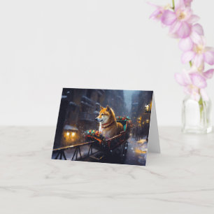 Tarjeta Temporada festiva de los Navidades Inu de Shiba