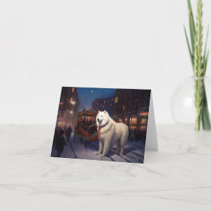 Tarjeta Temporada festiva de los Navidades Samoyed