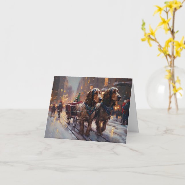 Tarjeta Temporada festiva de Navidades españoles de Cocker (flor amarilla)