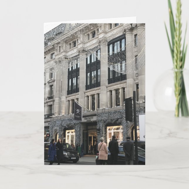 Tarjeta Temporada festiva de navidades Window Shopping Lon (Anverso)