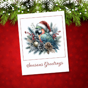 Tarjeta Temporadas de loro tropical saludan a Navidades