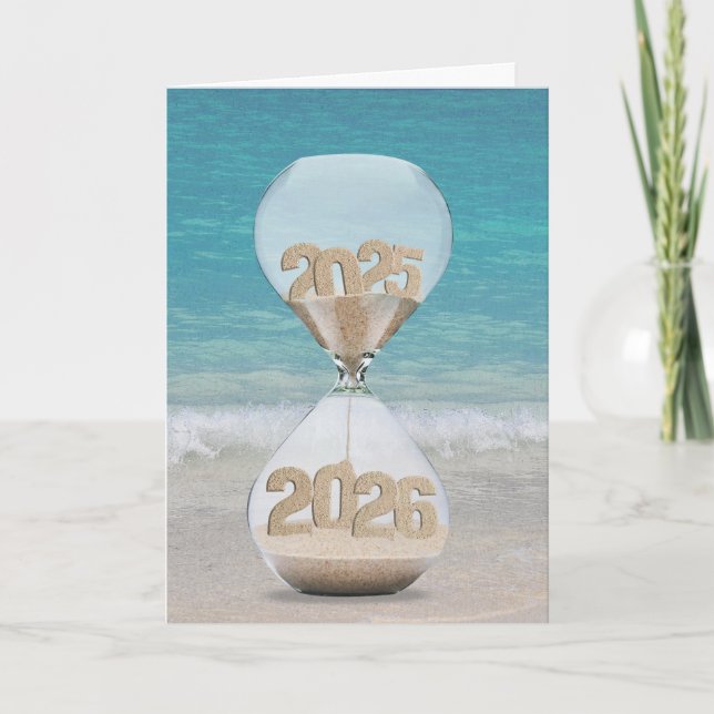 Tarjeta Temporizador de arena 2026 en la playa (Anverso)
