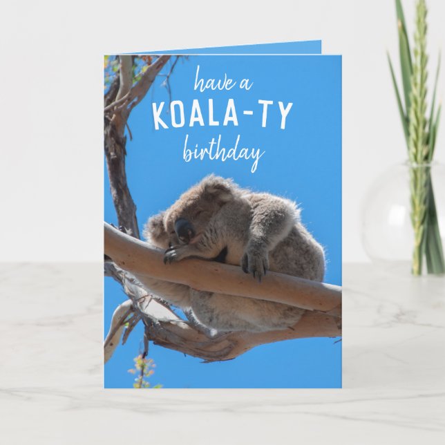 Tarjeta Ten un cumpleaños animal divertido para Koala-ty (Anverso)